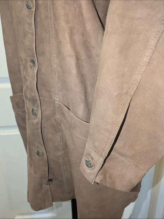 100% Suede Chore Jacket Brown Suede Women's Jacket - Picture 7 of 14